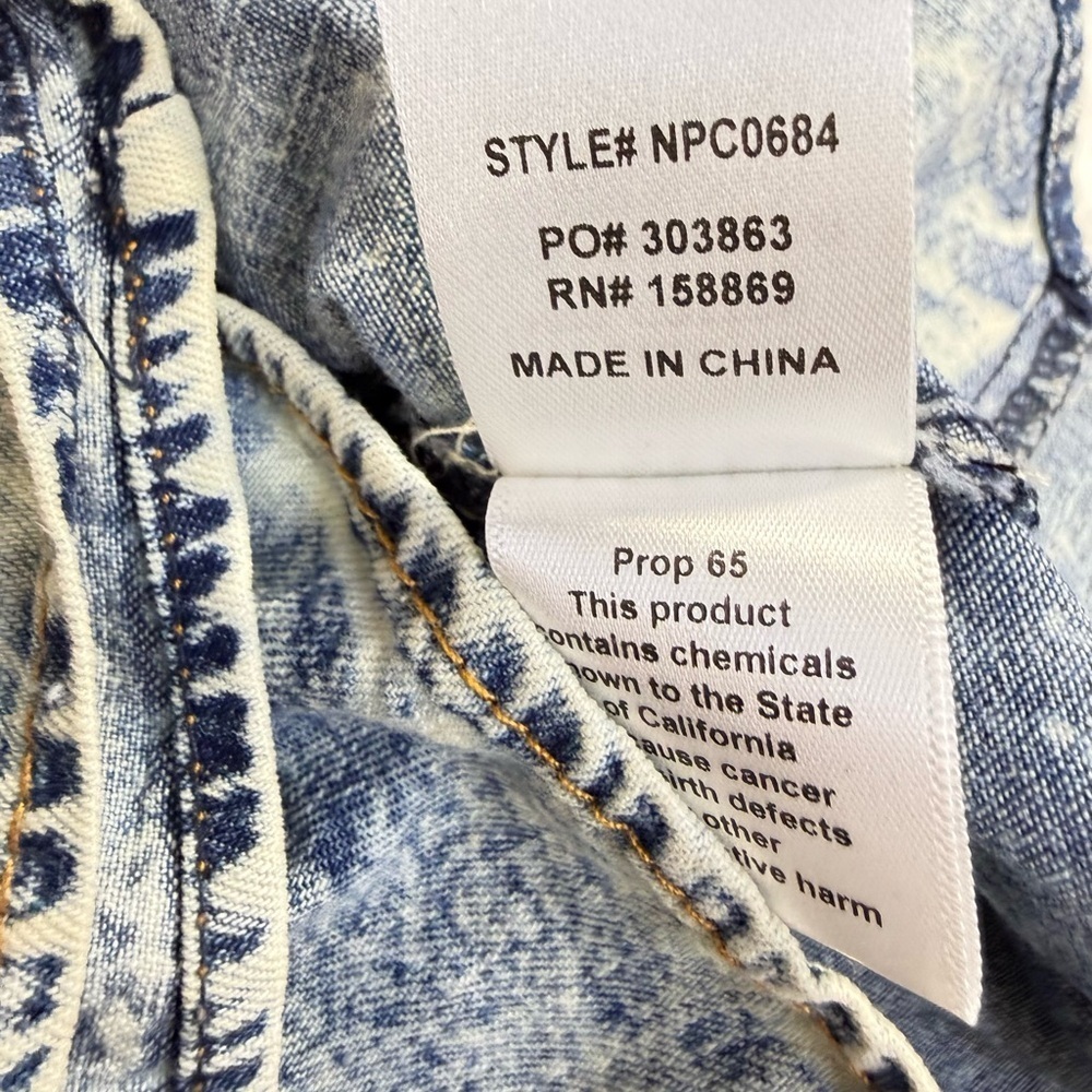 Denim faux crop top distressed look Romper 80’s, 90’s acid wash retro look - Picture 9 of 9